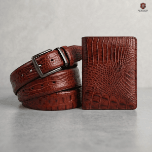 Crocodile Pattern Moving Belt and Wallet Combo