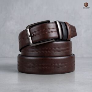 Embossed Stitched Moving Belt (Black + chocolate)