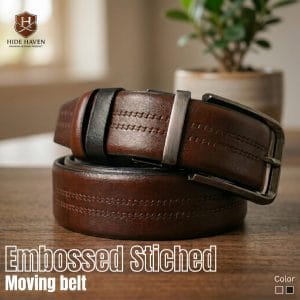Embossed Stitched Moving Belt (Black + chocolate)