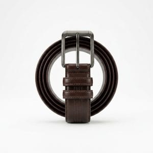 Double Stitched Daily Leather Belt (Brown)