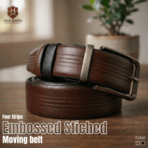 Four Strips Leather Moving Belt