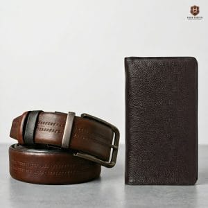 Embossed Stitched & Classic Long Wallet Combo (Brown)