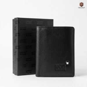 The Mont Black Compact Leather Wallet (Black)