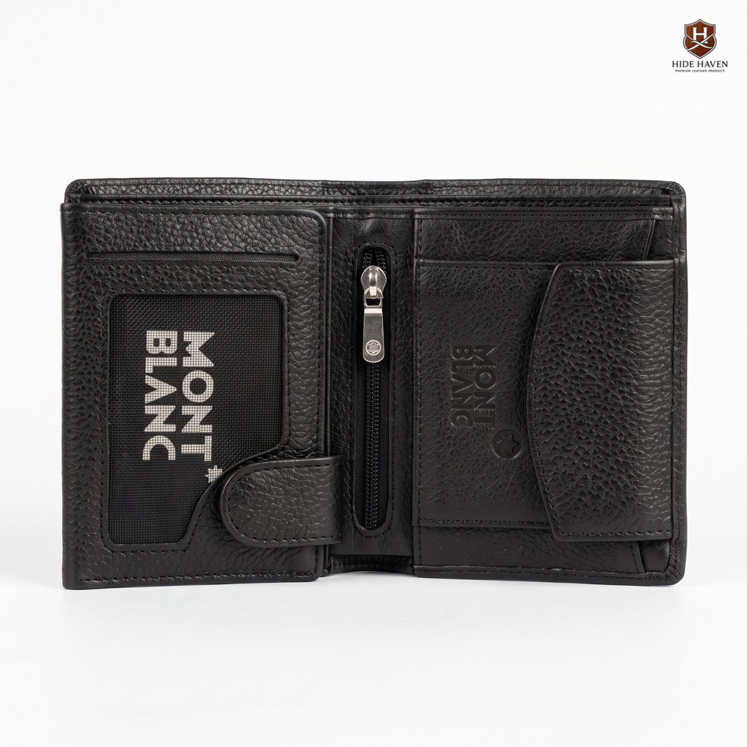 The Mont Black Compact Leather Wallet (Black) - Image 2