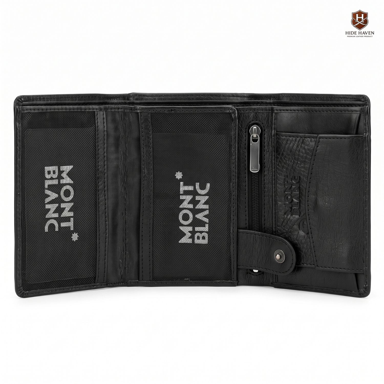 The Mont Black Compact Leather Wallet (Black) - Image 4